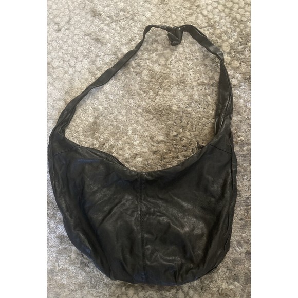 Vintage 60s-70s Francois Villon Black Leather Purse with Leather Strap - Picture 1 of 16